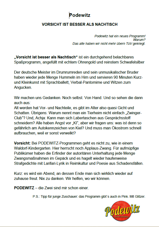 podewitz pressetext vorsicht ist besser als nachttisch screenshot